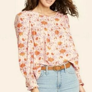 Universal Thread Pink and Orange Floral Blouse